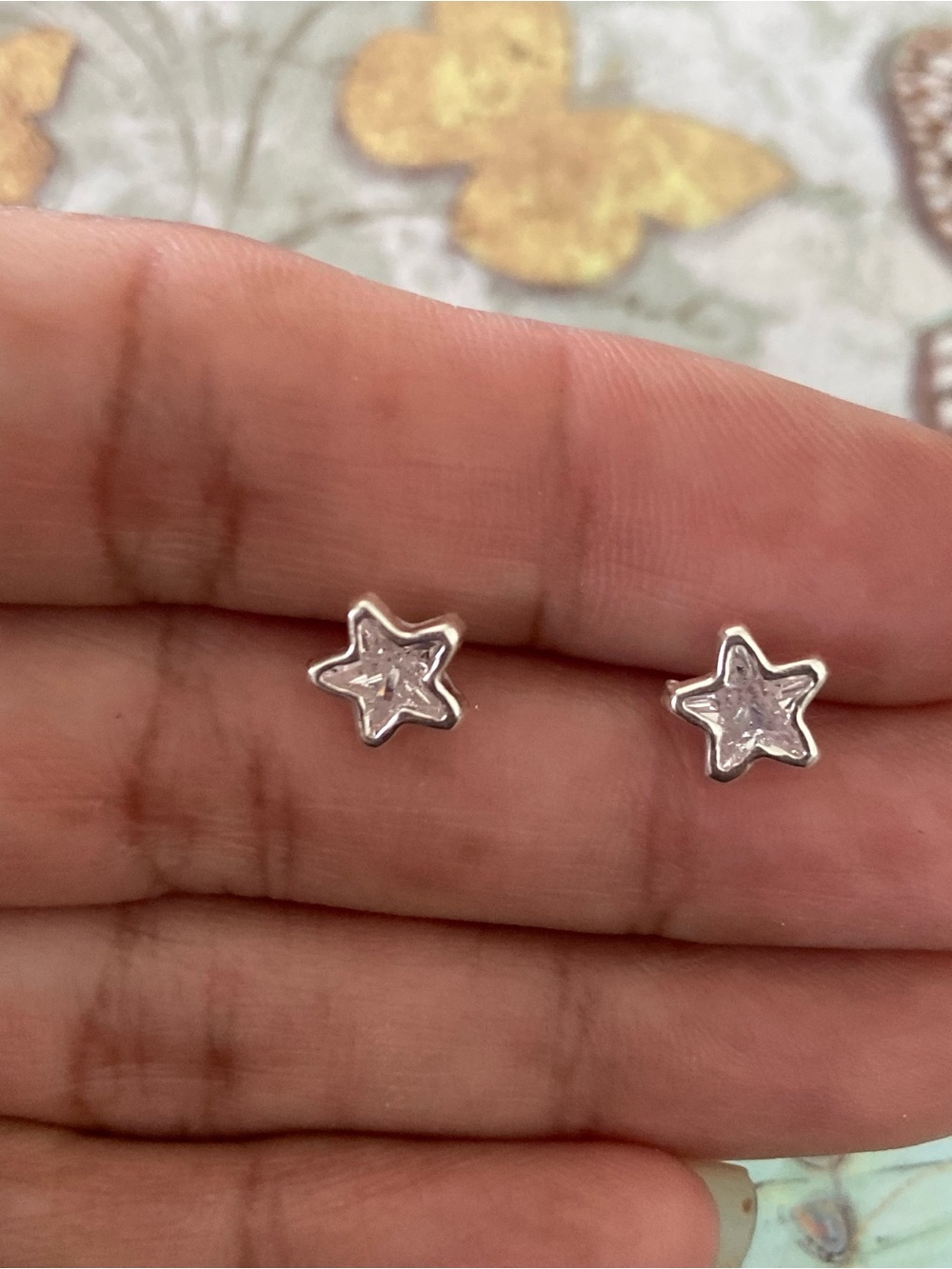 Kids Silver 925 Star Stud Earrings - Sparkling Star Design